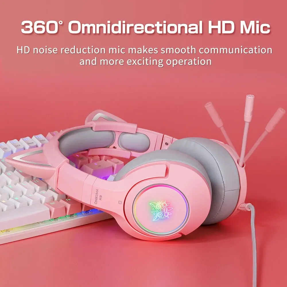 Onikuma K9 bedrade gamingheadset met RGB en HD-microfoon