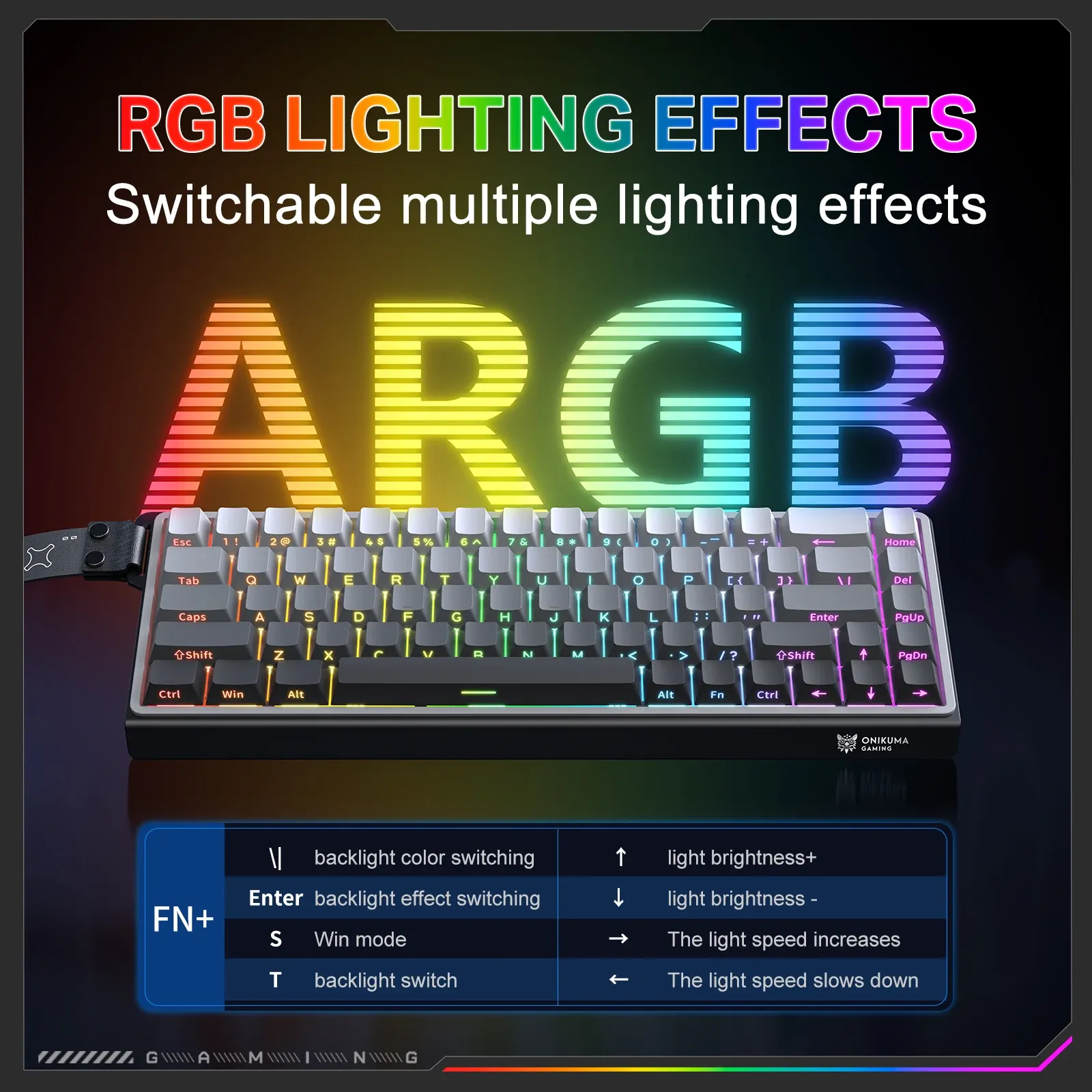 Onikuma 68-toets magnetisch mechanisch toetsenbord met RGB en hot-swap