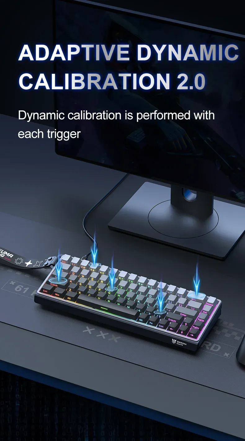 Onikuma 68-toets magnetisch mechanisch toetsenbord met RGB en hot-swap