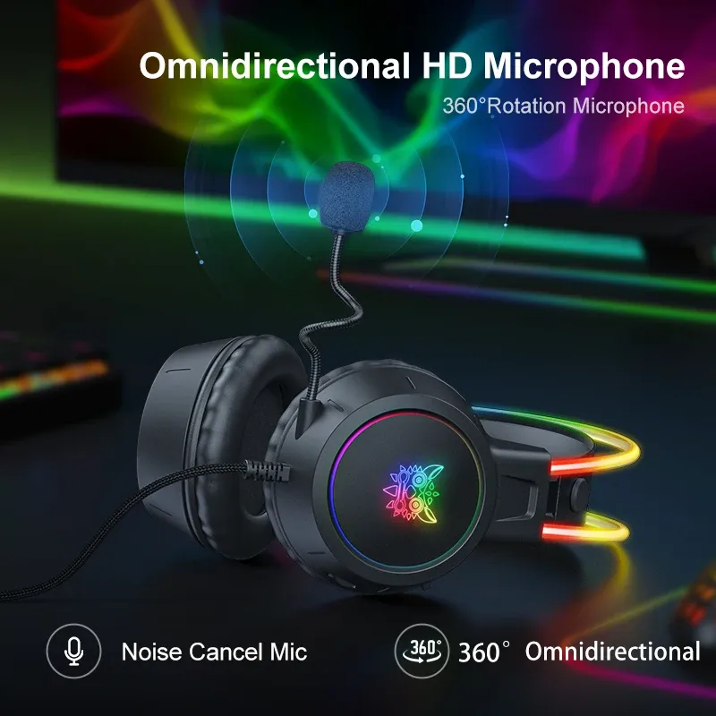 Onikuma RGB bedrade gamingheadset met 50 mm drivers en flexibele microfoon