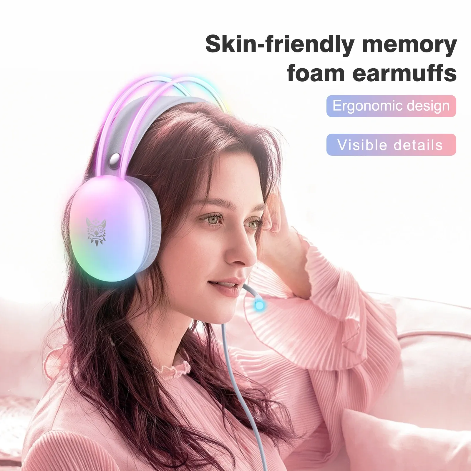 Onikuma bedrade RGB-gamingheadset met microfoon