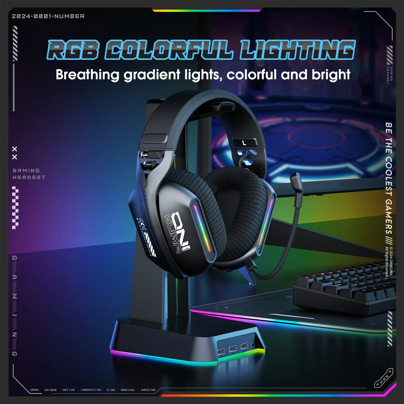 Onikuma tri-mode gamingheadset met lage vertraging
