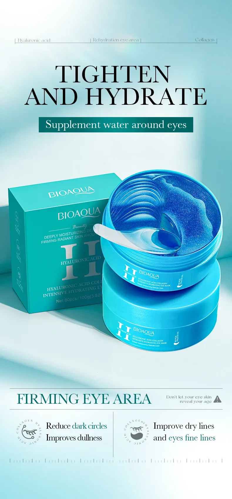 BIOAQUA Crystal Collagen oogmaskers met retinol, 80 stuks