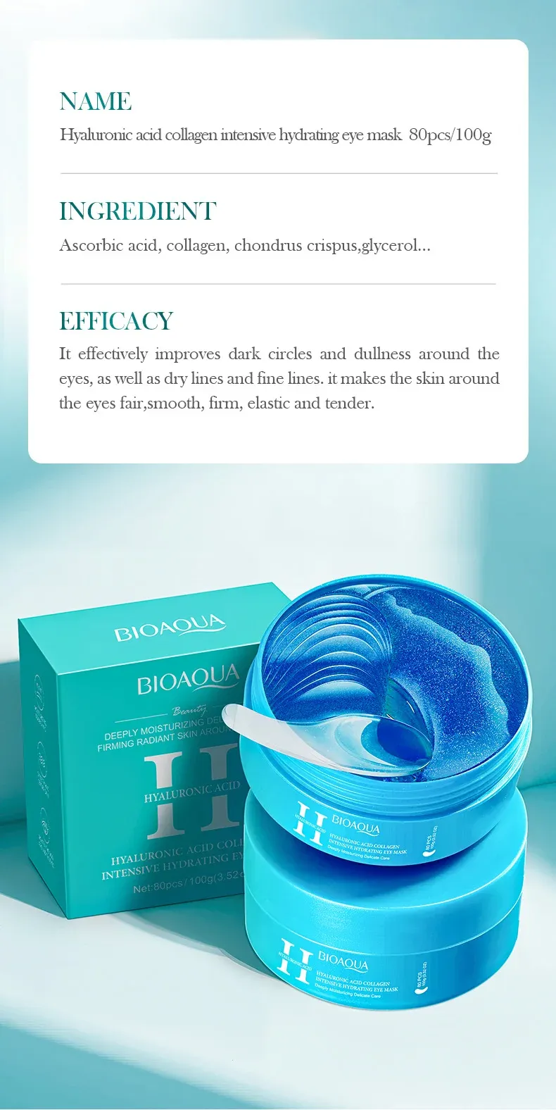 BIOAQUA Crystal Collagen oogmaskers met retinol, 80 stuks