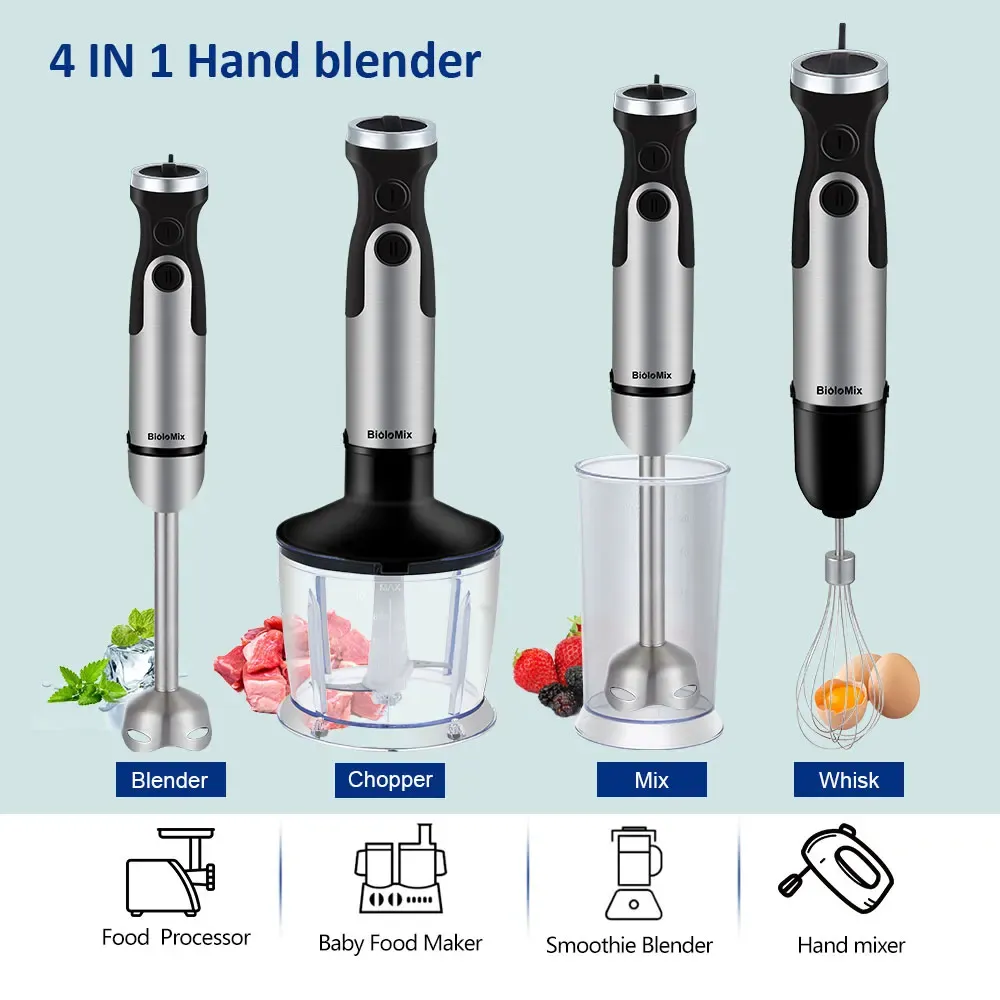 BioloMix 5-in-1 staafmixer met hakmolen en garde