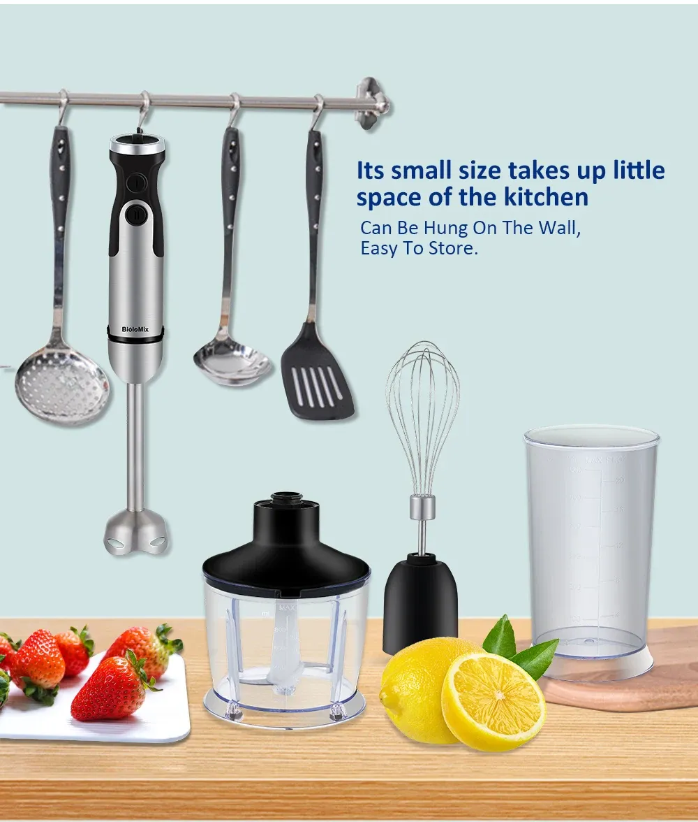 BioloMix 5-in-1 staafmixer met hakmolen en garde