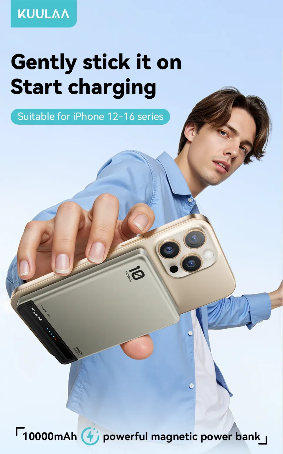 KUULAA magnetische powerbank 10.000 mAh met 20W en draadloos laden