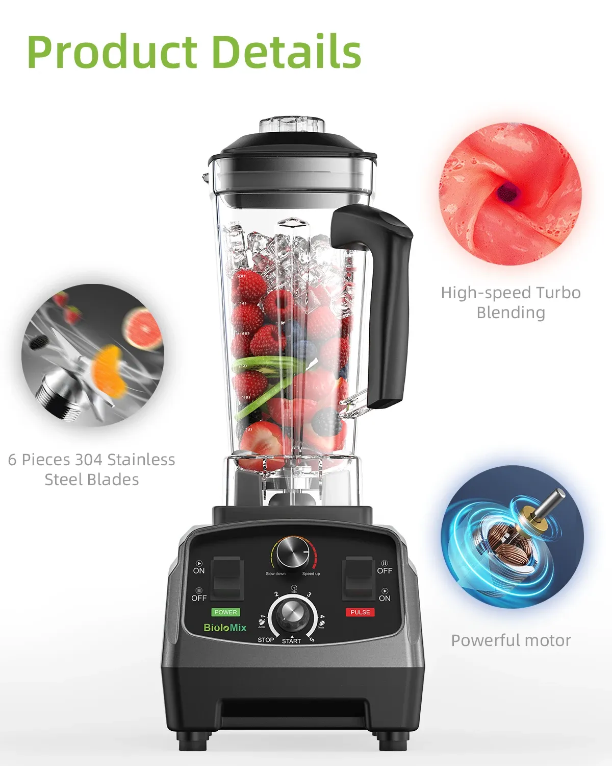 BioloMix T5200 zware blender met timer en 2L TRITAN-kan