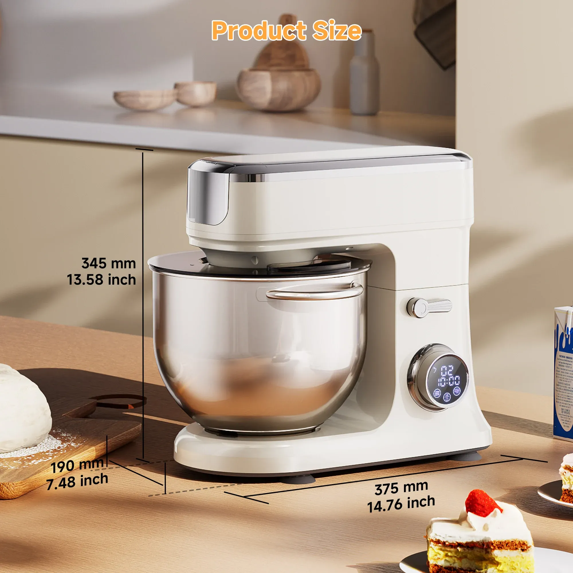 BioloMix 7L keukenmixer met 1200W en vleesmolen