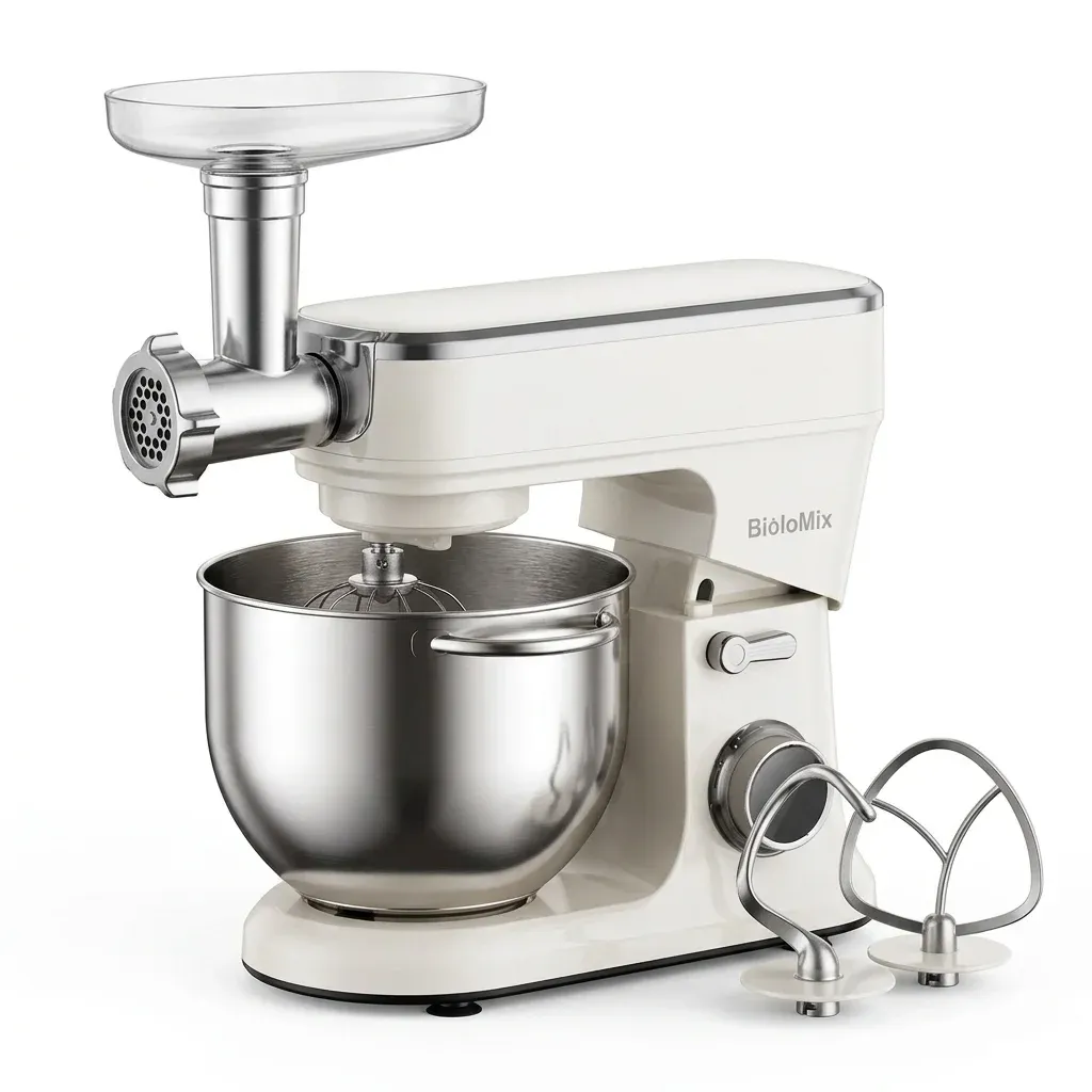 BioloMix keukenmixer wit met vleesmolen