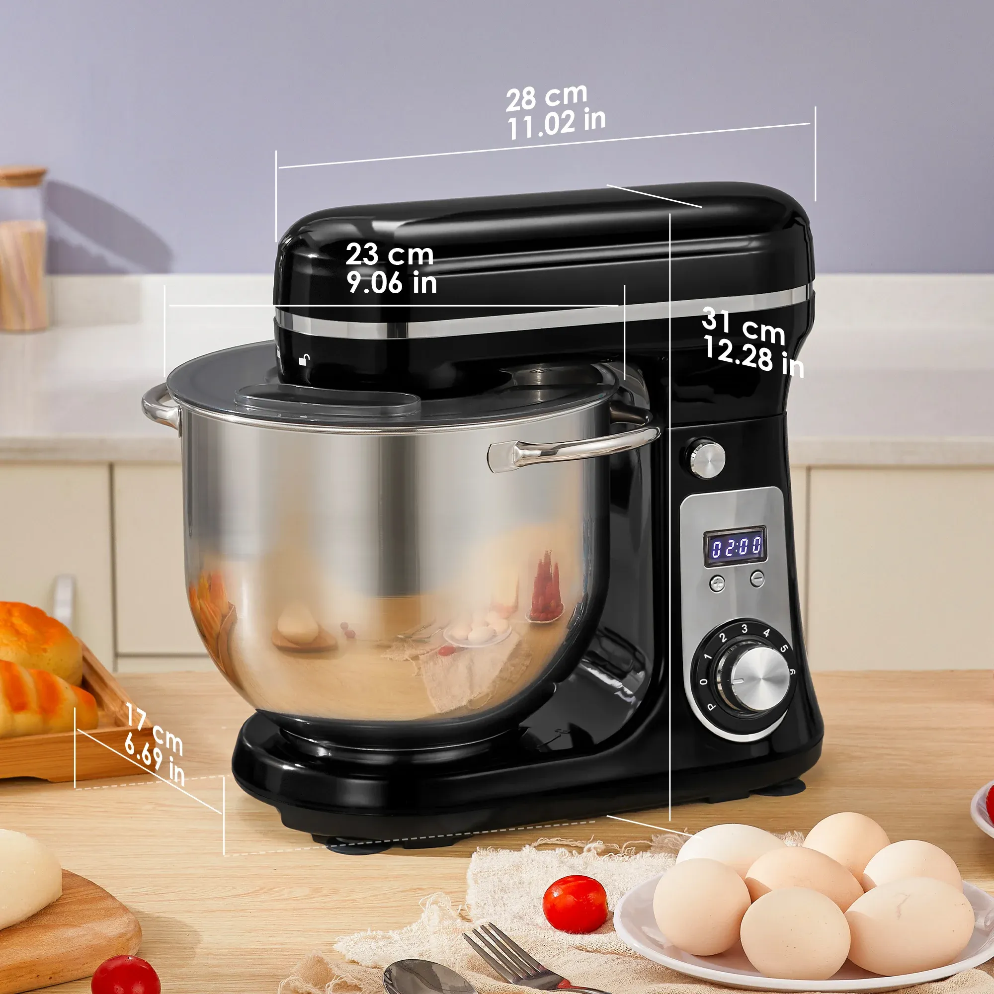 BioloMix BM601 keukenmixer met 6 liter kom en 1200W motor