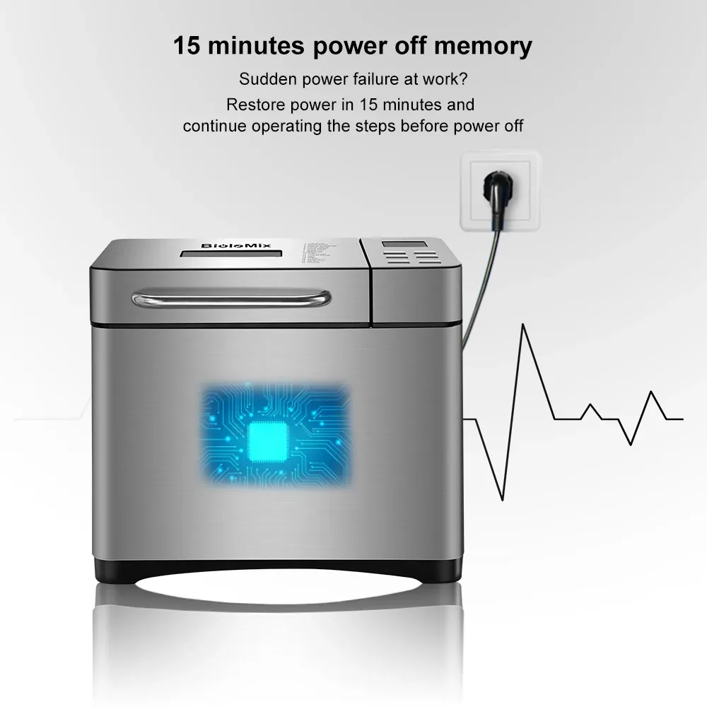 BioloMix 1 kg broodmachine met 19 programma’s en dispenser