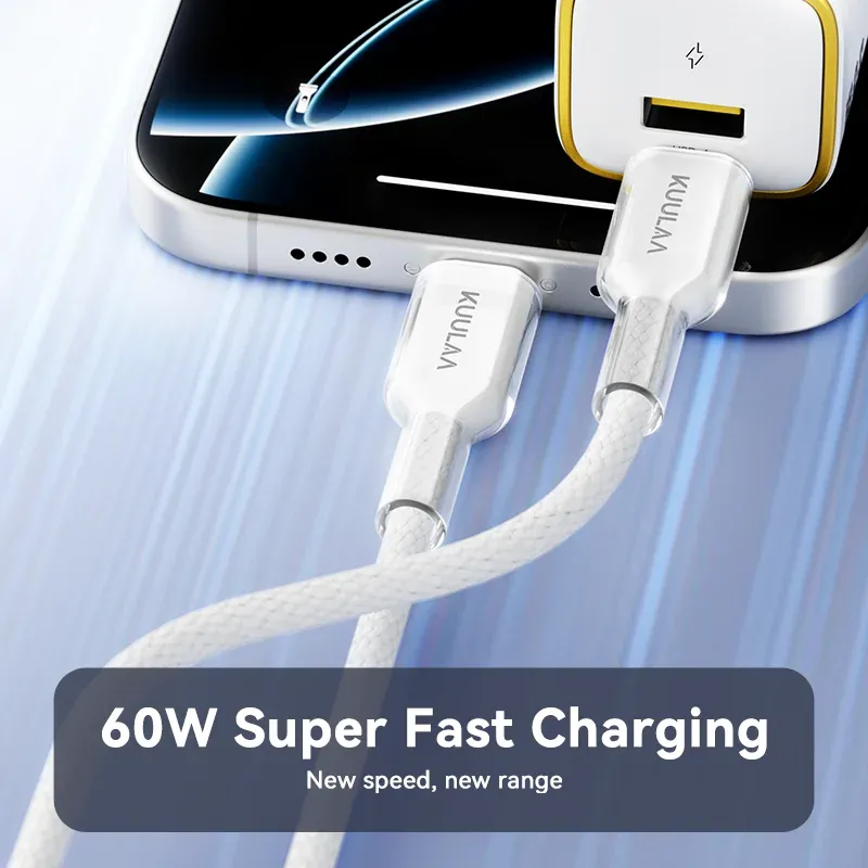 KUULAA USB-C naar USB-C 60W gevlochten snellaadkabel