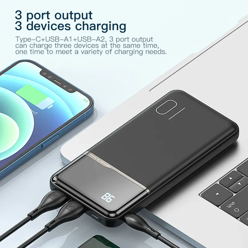KUULAA 10.000 mAh powerbank met digitaal display en dubbele USB