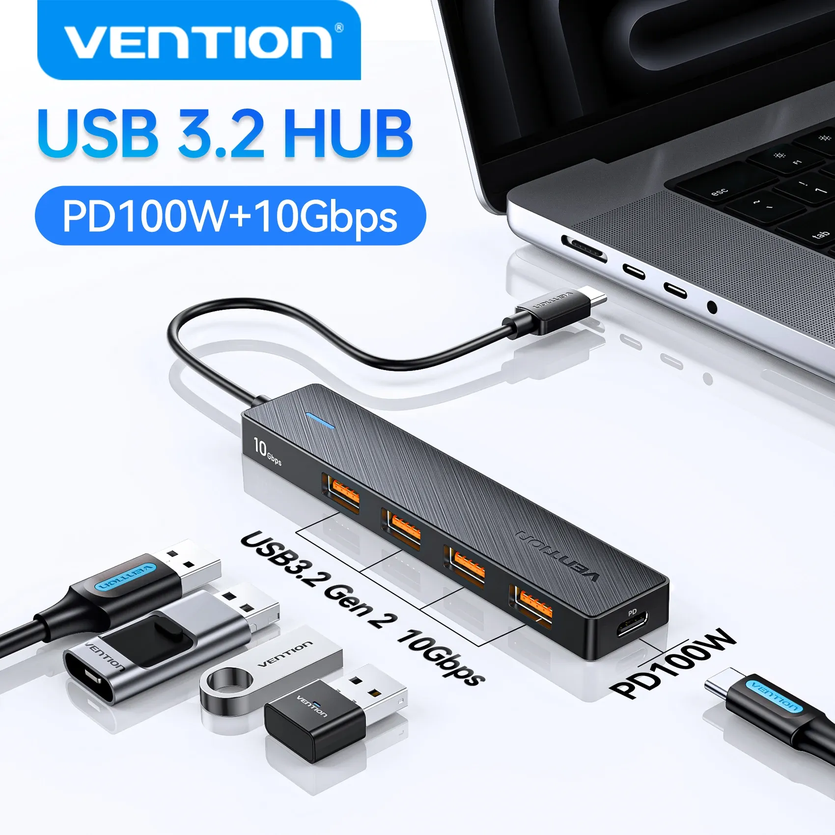 Vention USB-C hub met 10Gbps en 100W PD