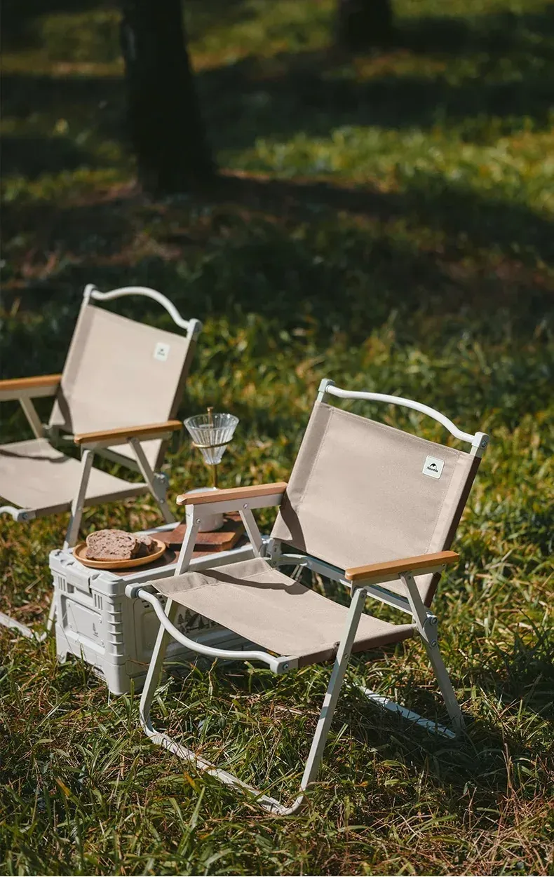 Naturehike ultralichte campingstoel met houten armleuningen