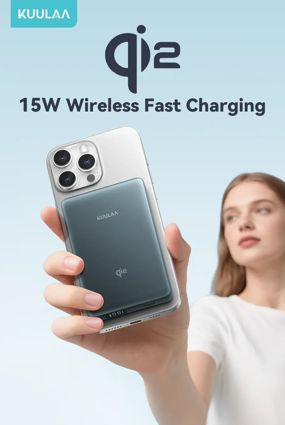 KUULAA Qi2 magnetische powerbank 10.000 mAh met 15W draadloos laden
