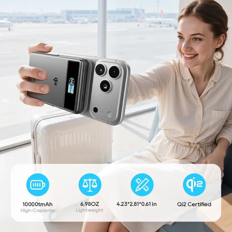 KUULAA Qi2 magnetische powerbank 10.000 mAh met 20W kabel en 15W draadloos laden