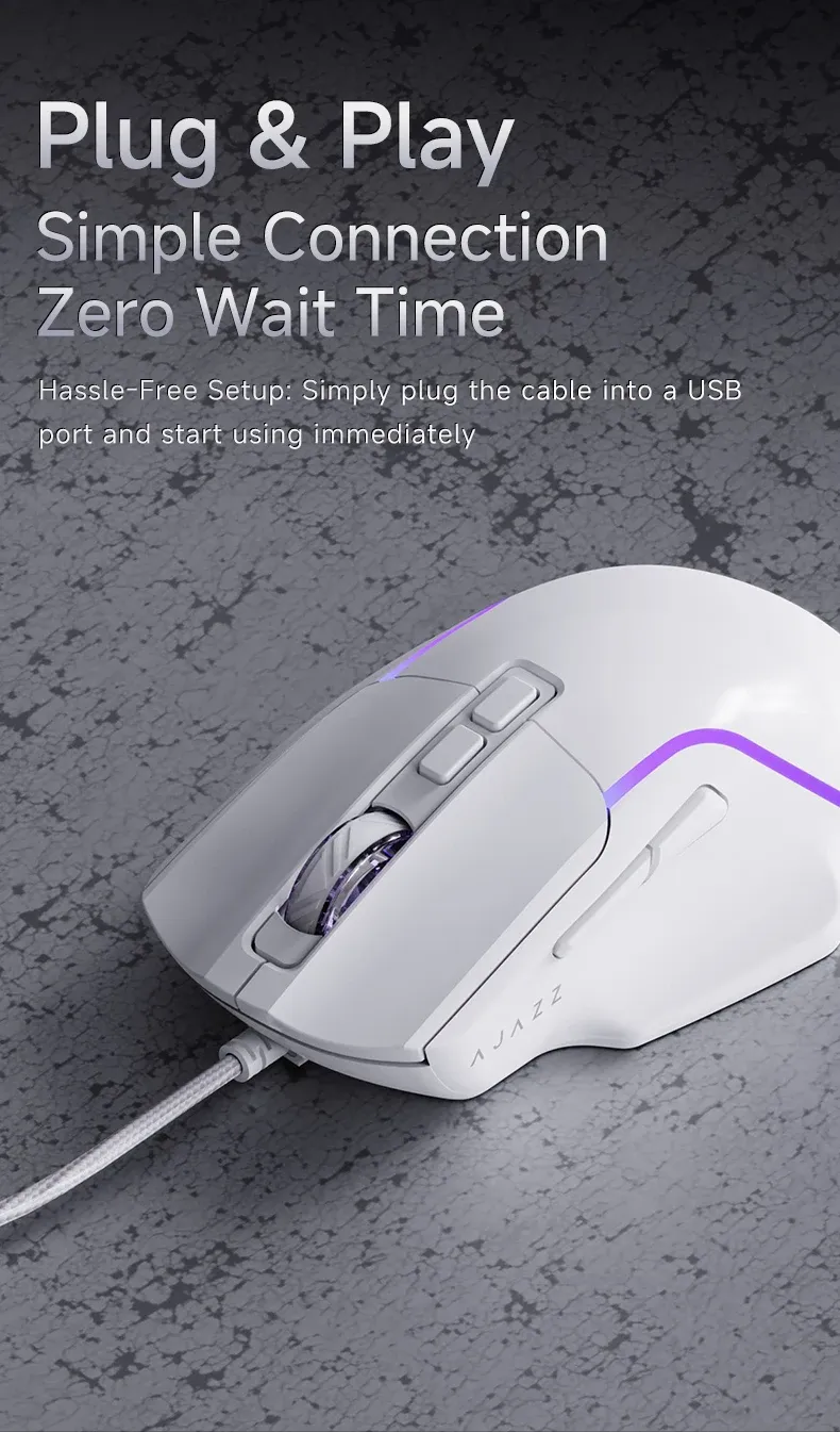 Ajazz AJ039 V2 bedrade gamingmuis met RGB en duimsteun