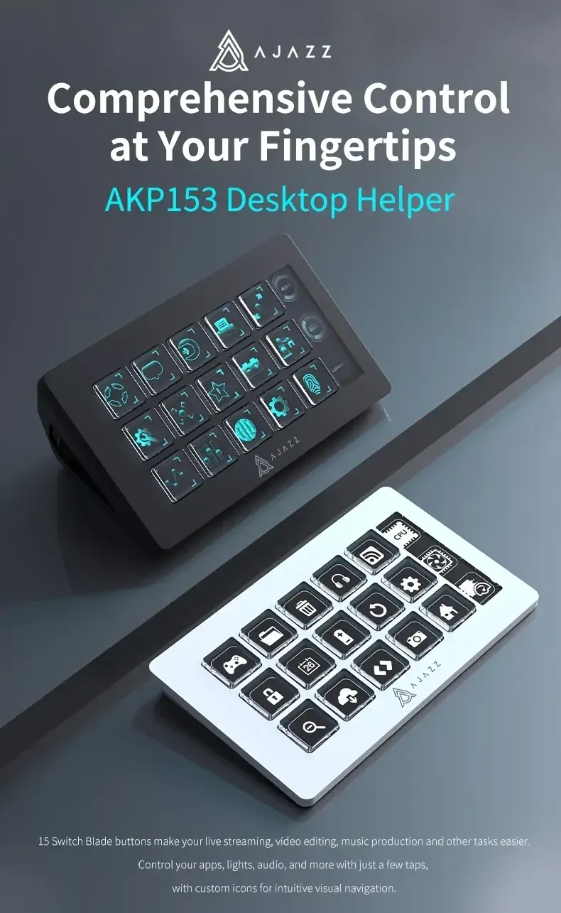 Ajazz AKP153 macrocontroller met LCD-toetsen en zijscherm