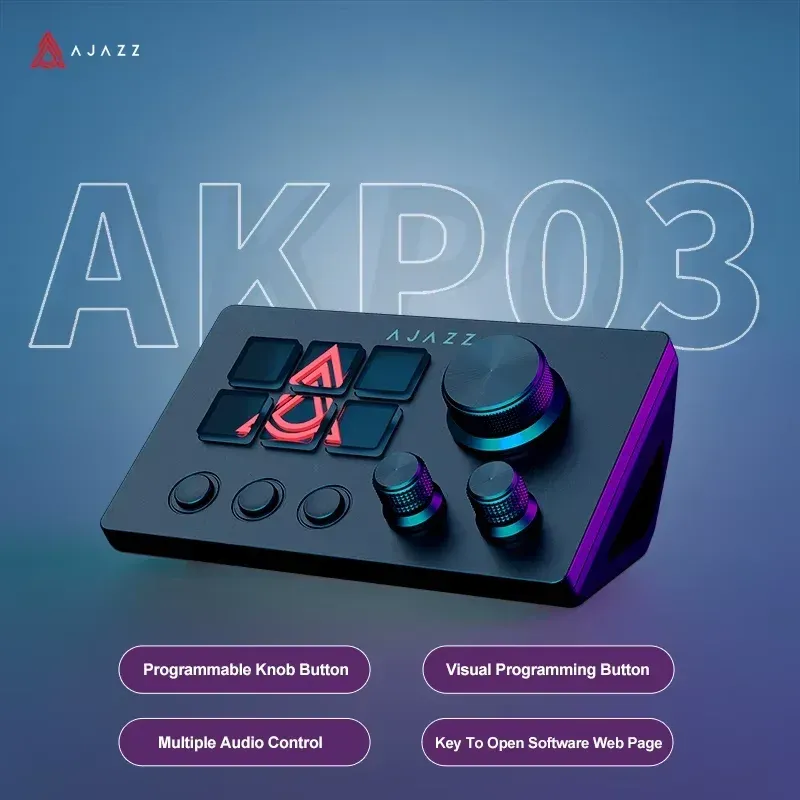 Ajazz AKP03E macrocontroller met draaiknoppen en 6 toetsen