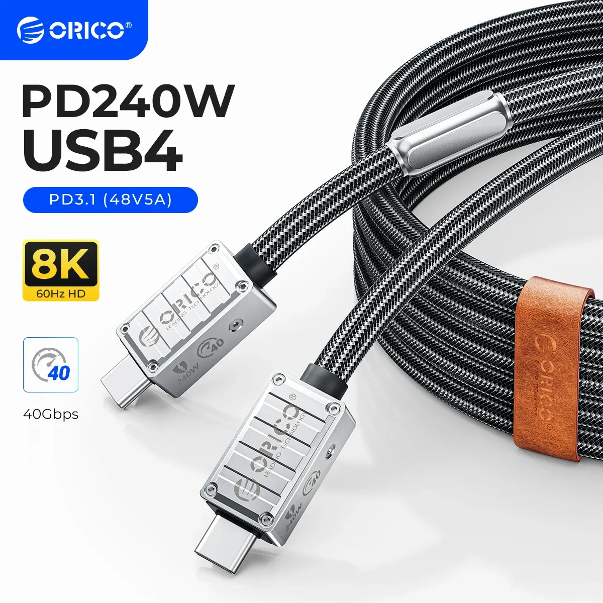 ORICO USB4 240W siliciumkabel voor 8K-video en snelle data