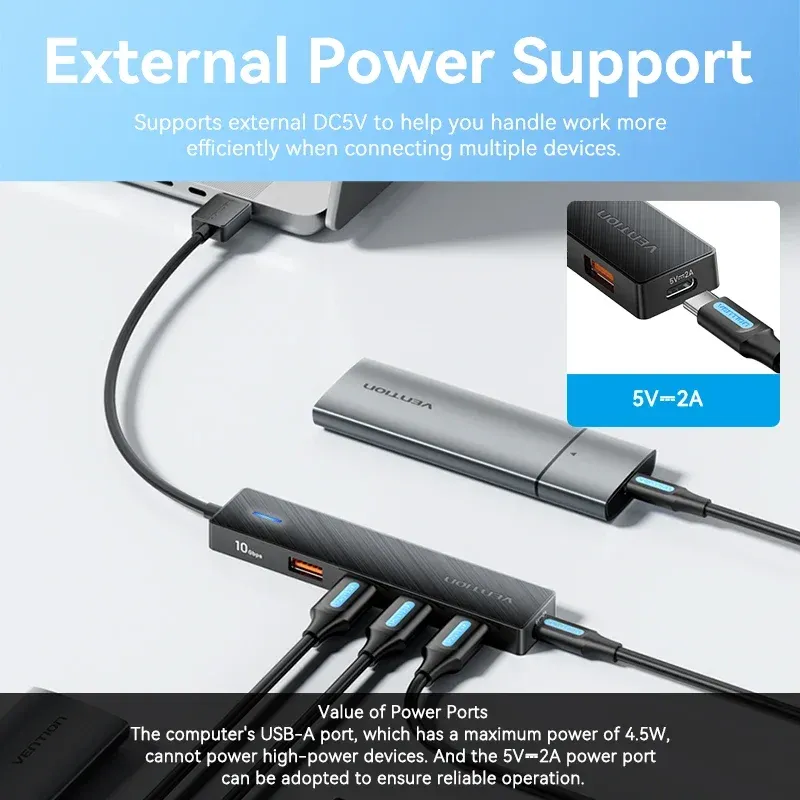 Vention 5-in-1 USB-C hub met 10Gbps overdracht