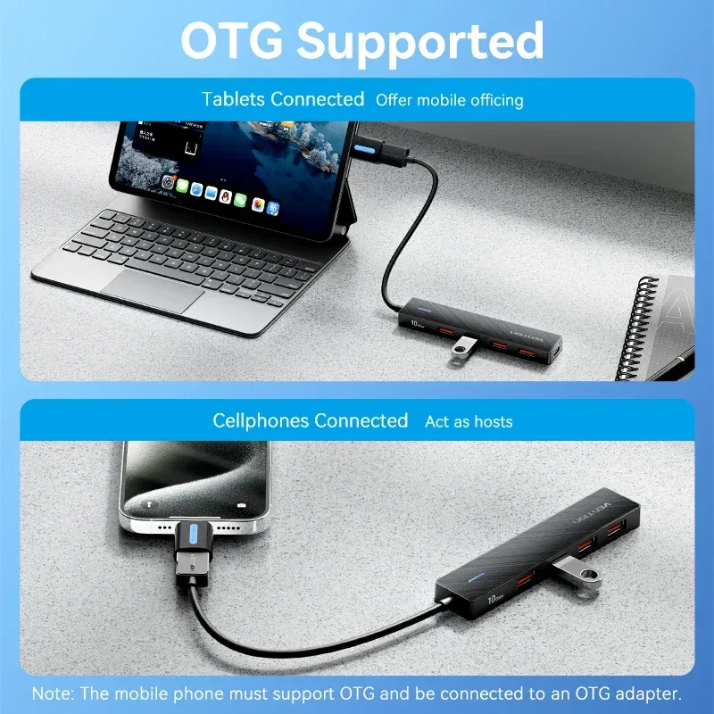 Vention 5-in-1 USB-C hub met 10Gbps overdracht