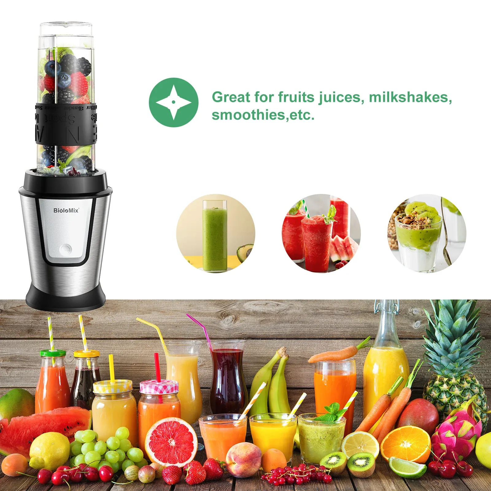 BioloMix 3-in-1 keukenprocessor met blender en molen
