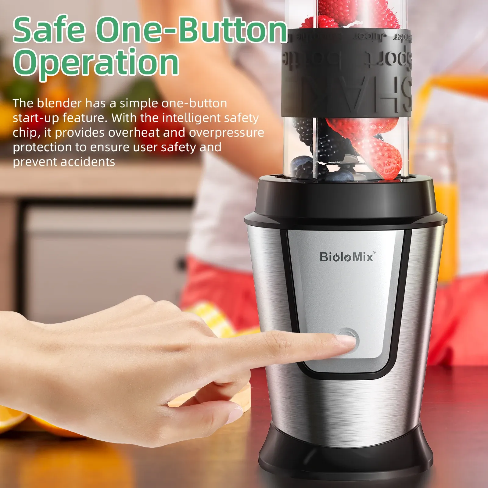 BioloMix 3-in-1 compacte blender met hakmolen en maalmolen
