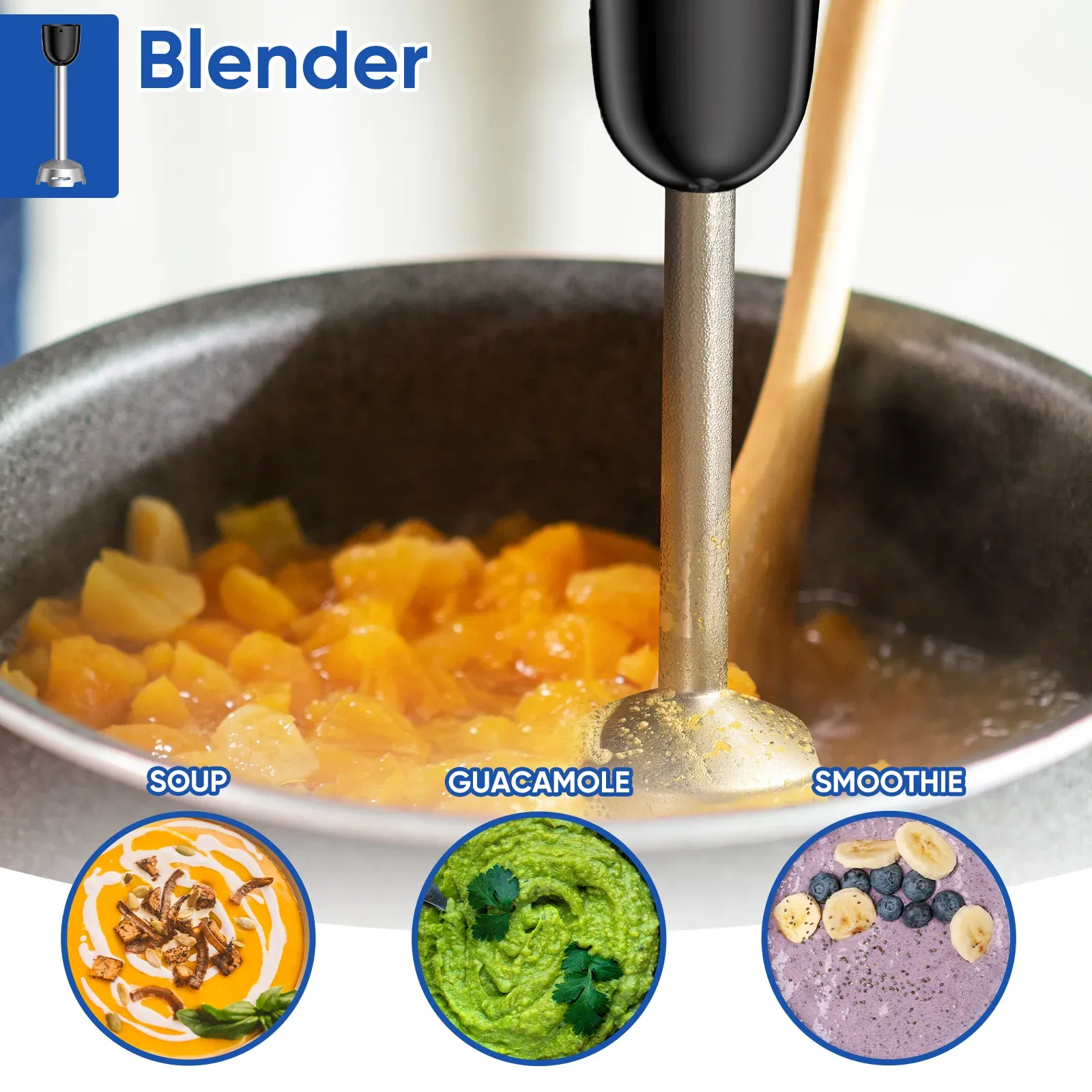 BioloMix 4-in-1 staafmixer met hakmolen en garde
