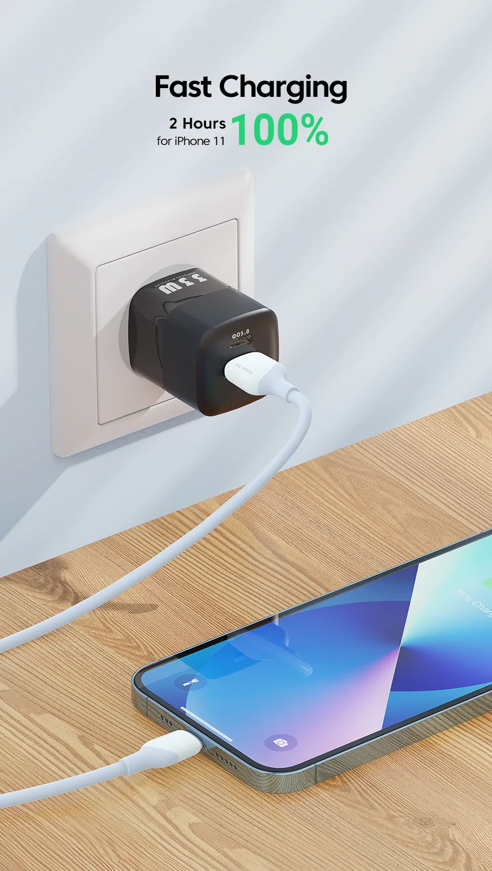 KUULAA MFi Lightning-kabel met zachte gevlochten mantel