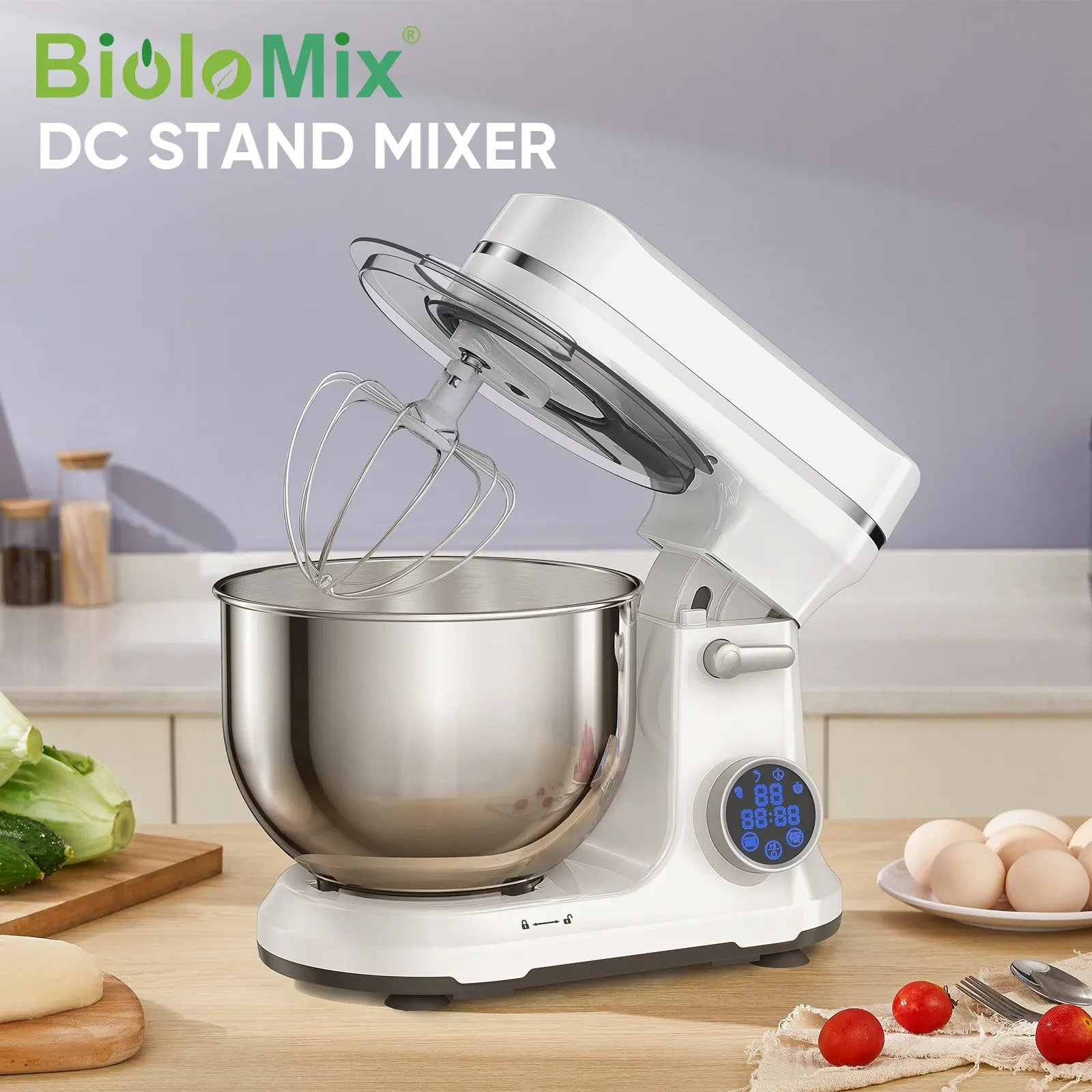 BioloMix BM602E keukenmixer met 11 snelheden en OLED-display