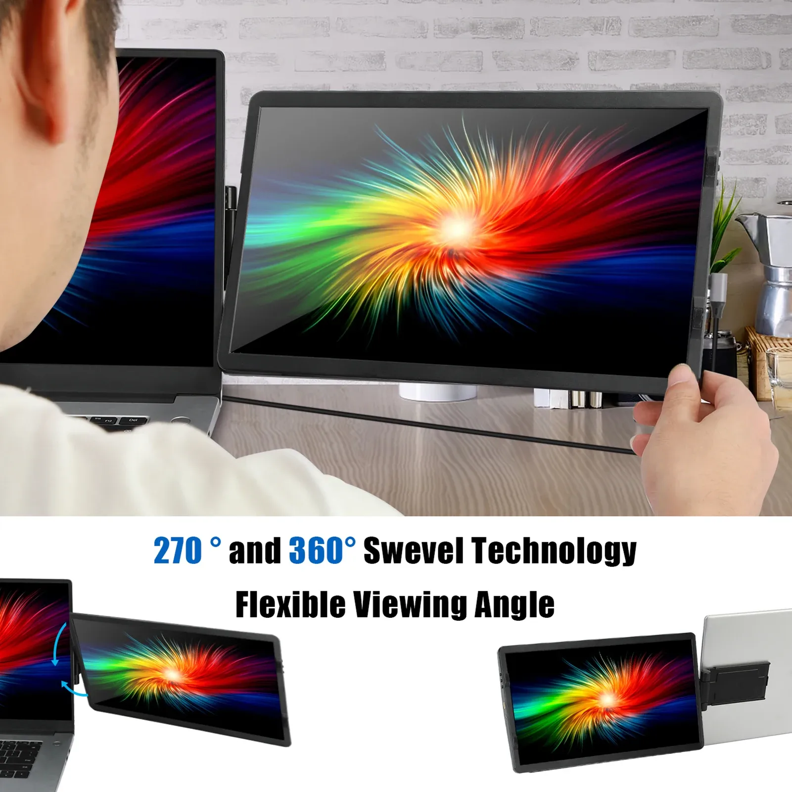 KUULAA 14 inch opvouwbare draagbare laptopmonitor