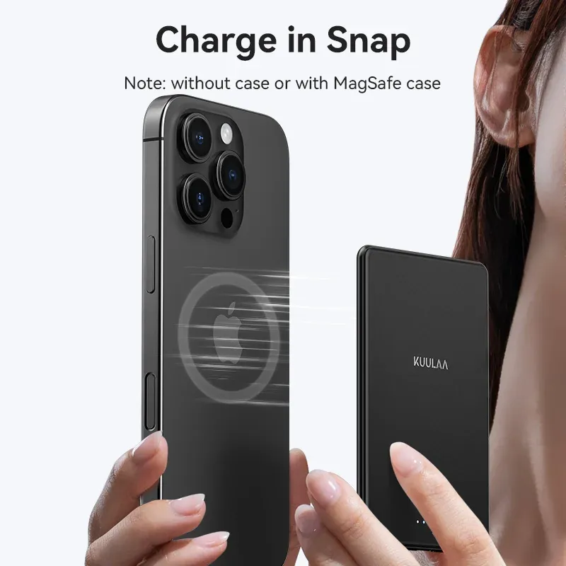 KUULAA magnetische 5000 mAh powerbank met 20W draadloos laden