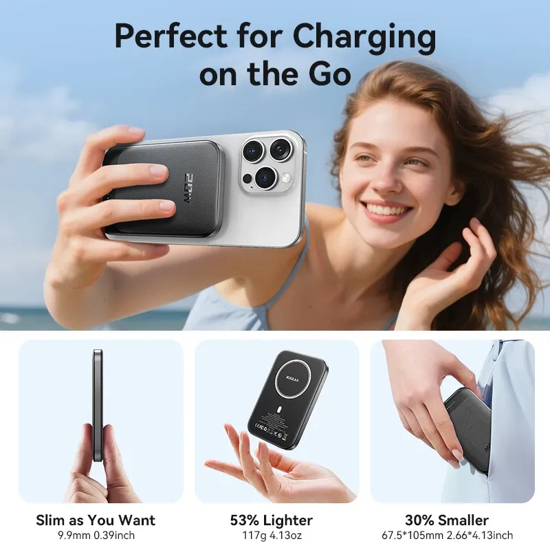 KUULAA magnetische 5000 mAh powerbank met PD20W en draadloos laden