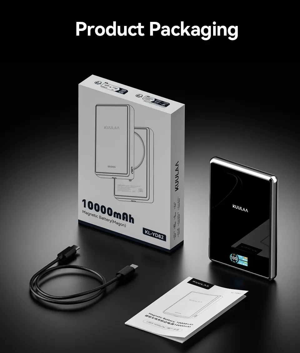 KUULAA Qi2 magnetische powerbank 10.000 mAh met 20W draadloos laden