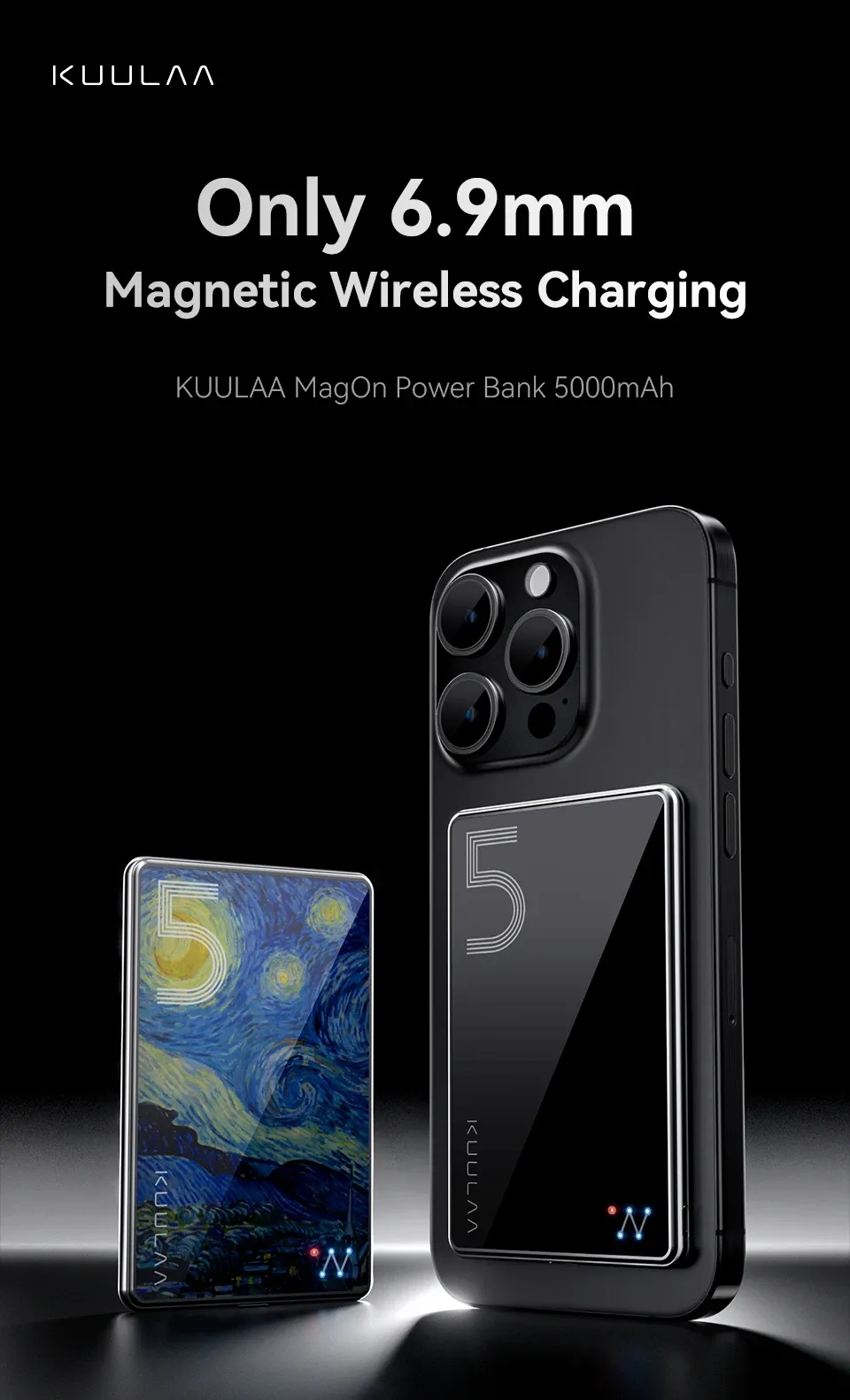 KUULAA magnetische powerbank 5000 mAh met 20W draadloos laden