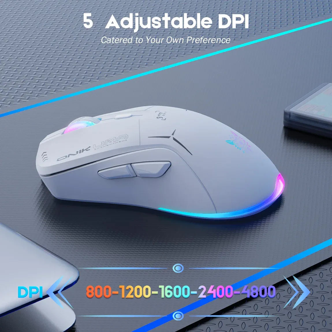 Onikuma Cw917 draadloze gamingmuis met RGB en verstelbare DPI