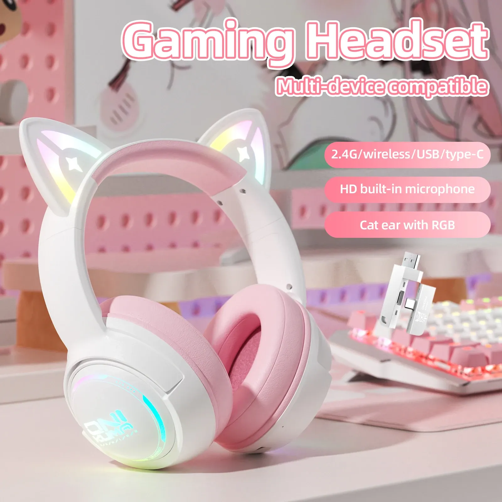 ONIKUMA GT838 bedrade gamingheadset met RGB en 3D-design