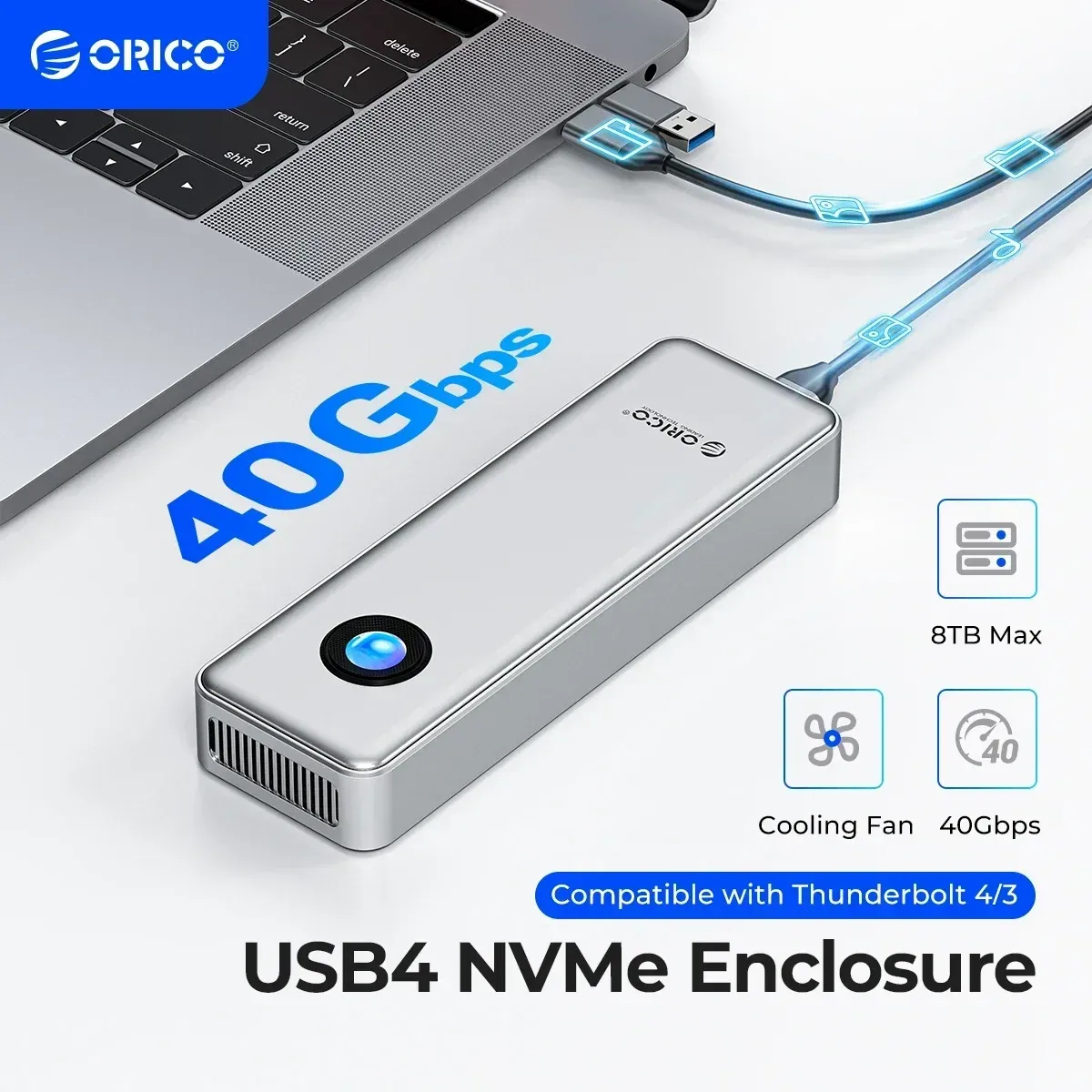 ORICO USB4 NVMe SSD-behuizing met koeling en 40Gbps