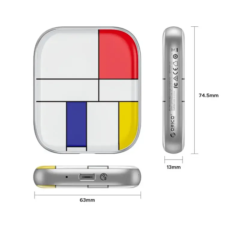 ORICO H5 compacte Type-C externe SSD 128GB in Mondriaan-stijl