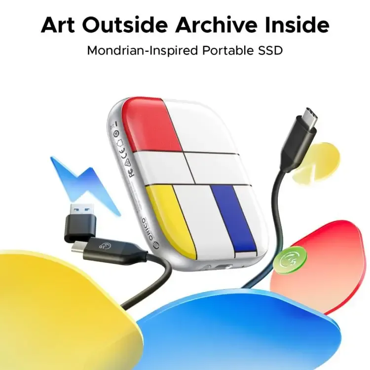ORICO H5 compacte Type-C externe SSD 128GB in Mondriaan-stijl