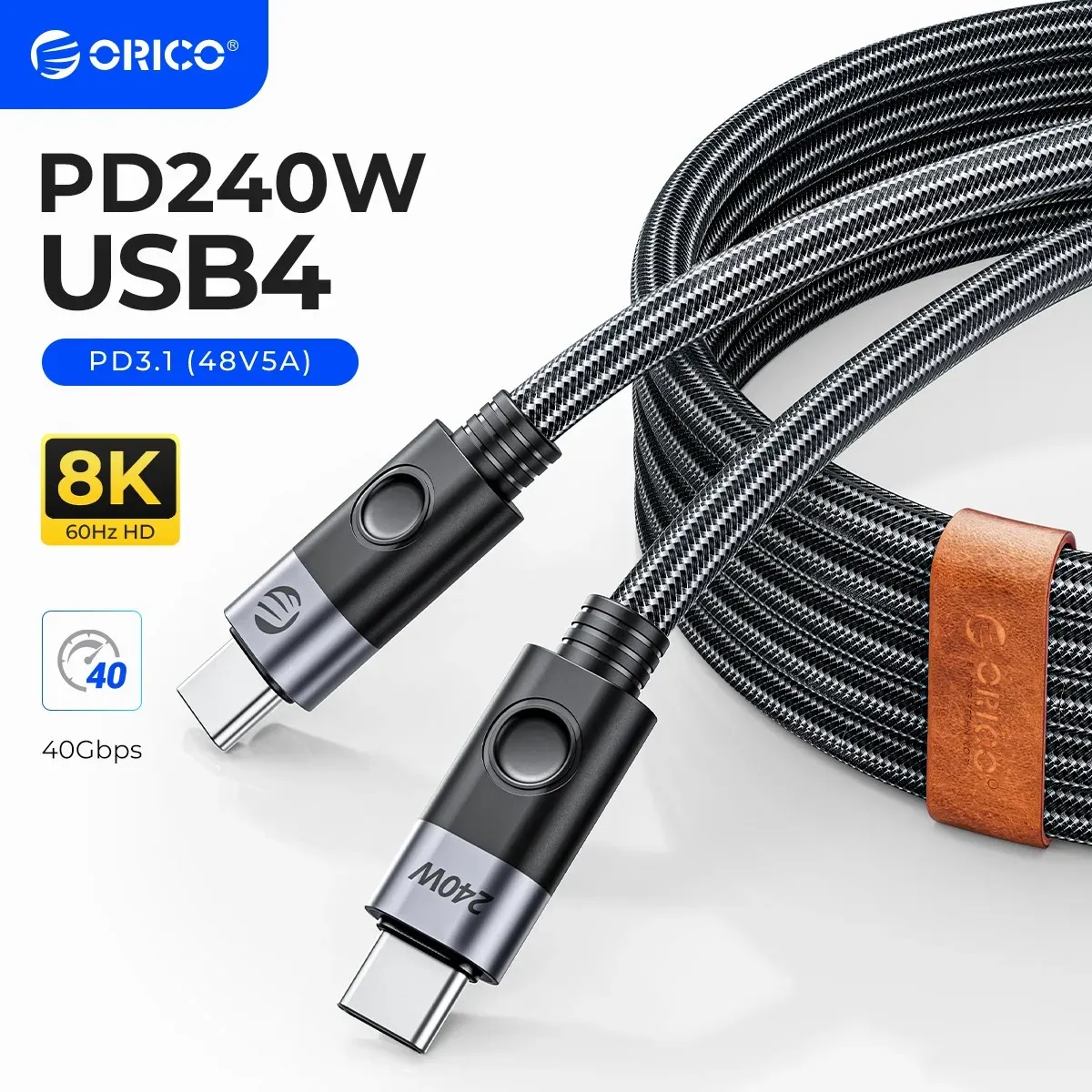 ORICO USB4 siliciumkabel 240W voor snelle data en 8K-video