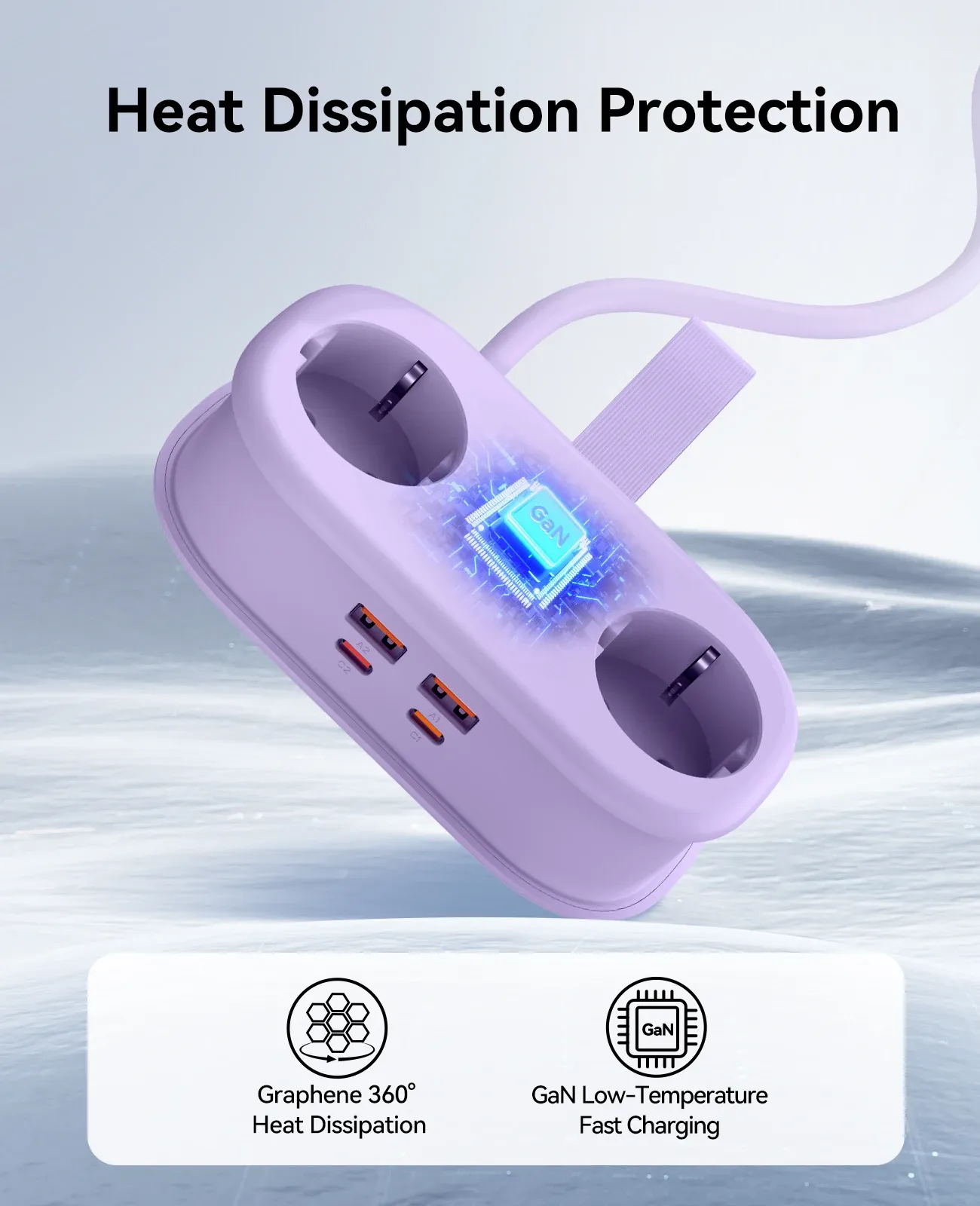 ORICO 65W GaN reisstekkerdoos met 2 AC, 2 USB-A en 2 USB-C