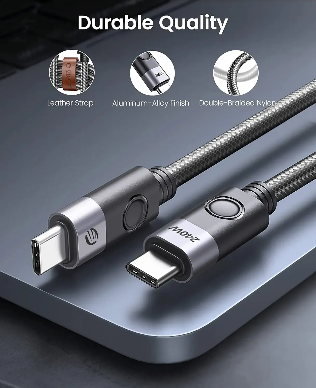 ORICO USB-C 240W Thunderbolt-kabel met 8K en 40Gbps