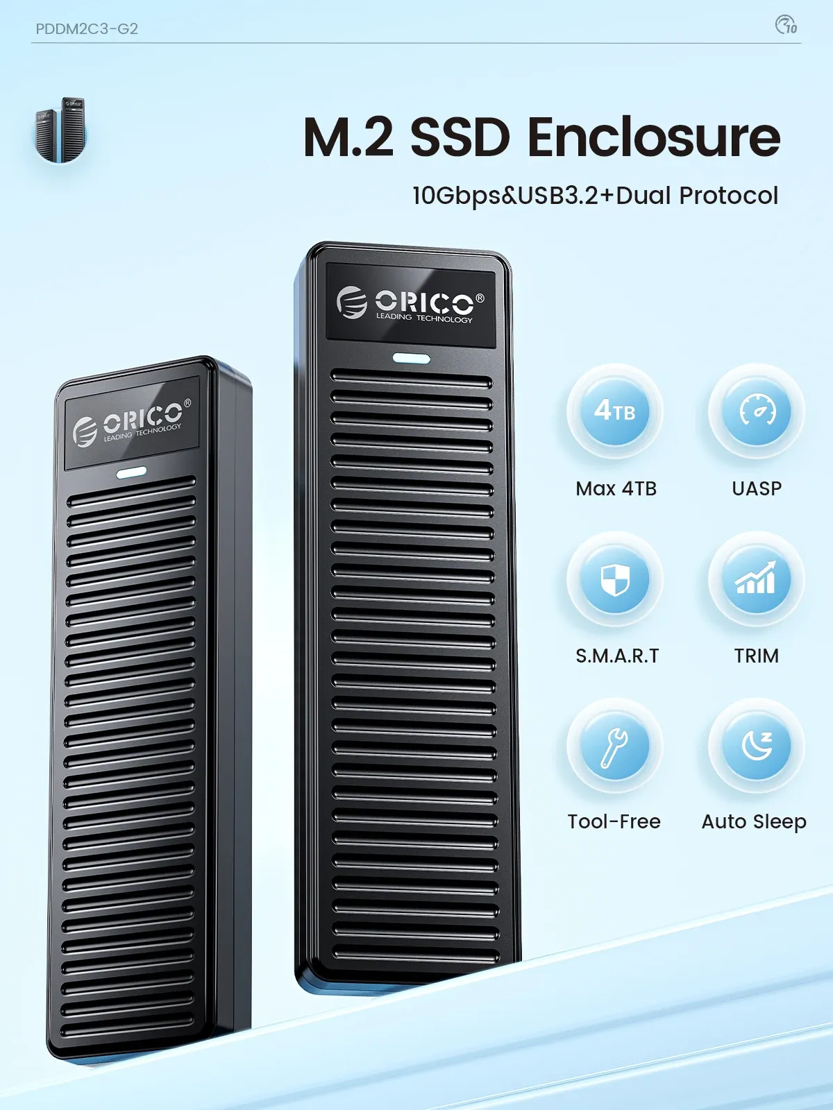 ORICO M.2 NVMe SSD-behuizing 10Gbps met gereedschapsloze montage