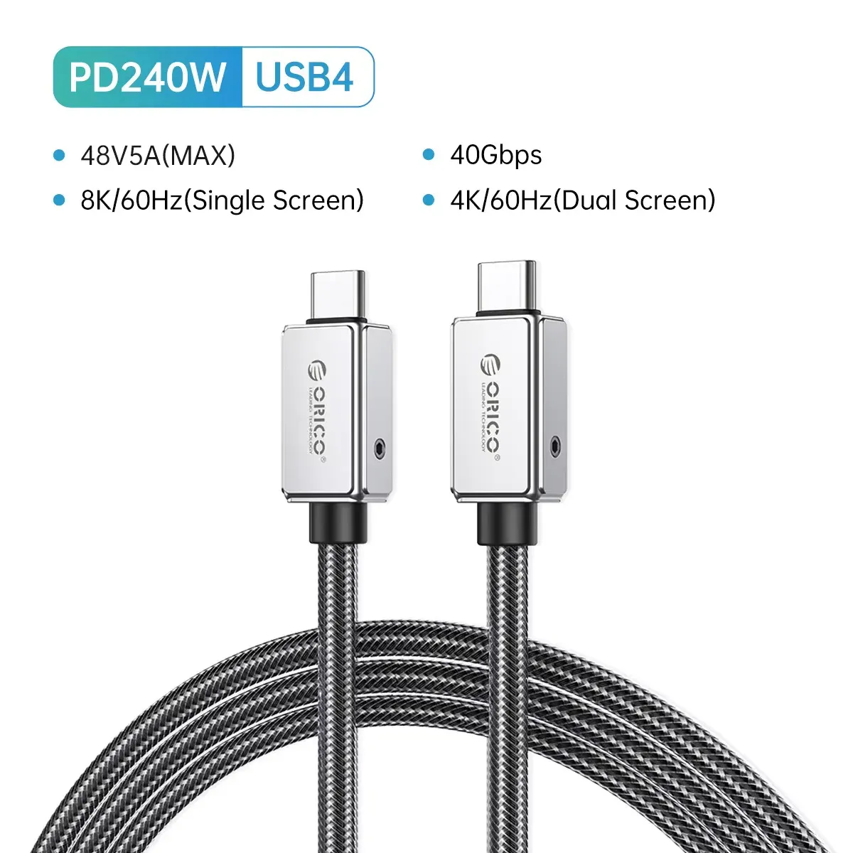 ORICO USB-C 240W kabel voor 8K-video en hoge datasnelheid