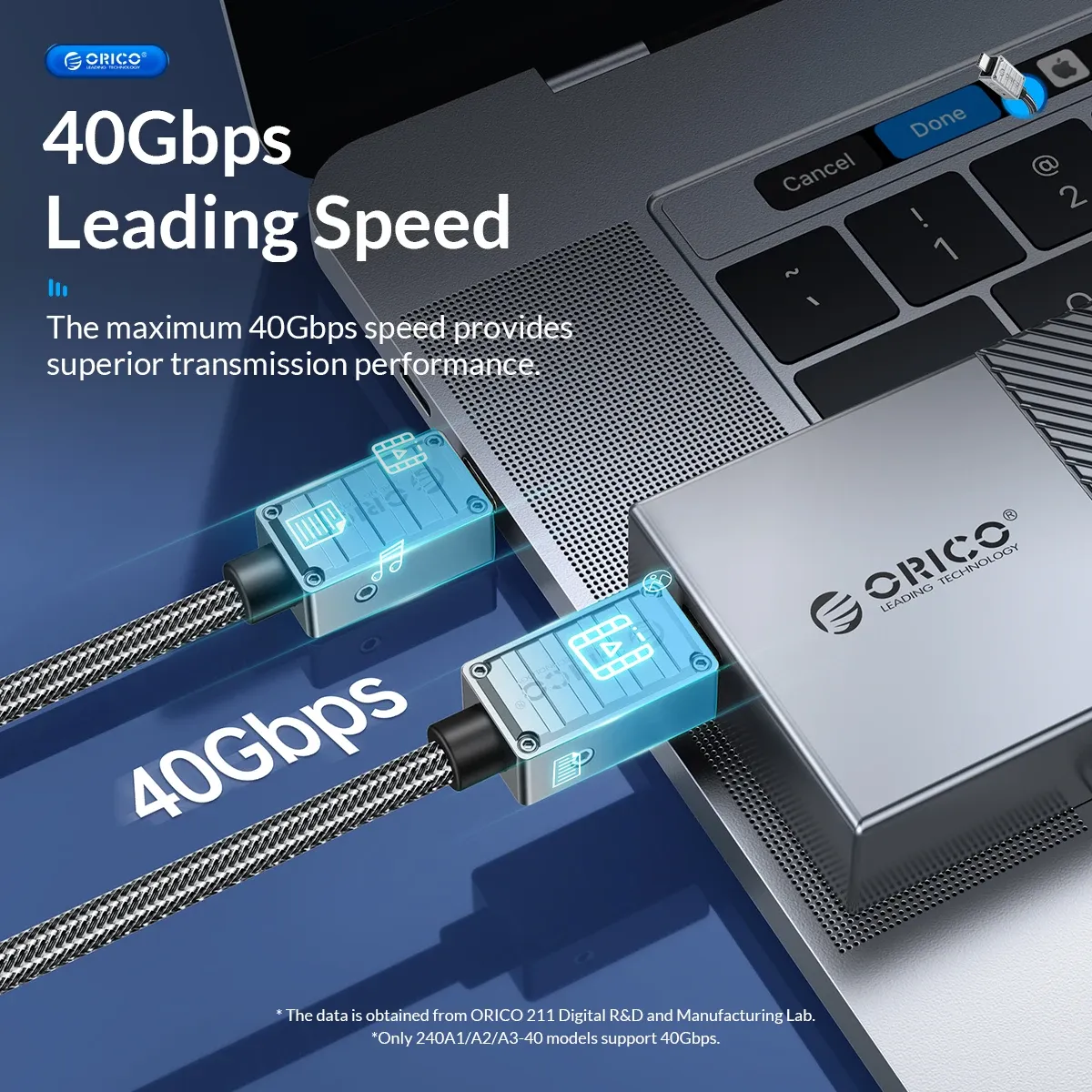 ORICO USB-C 240W kabel voor 8K-video en hoge datasnelheid
