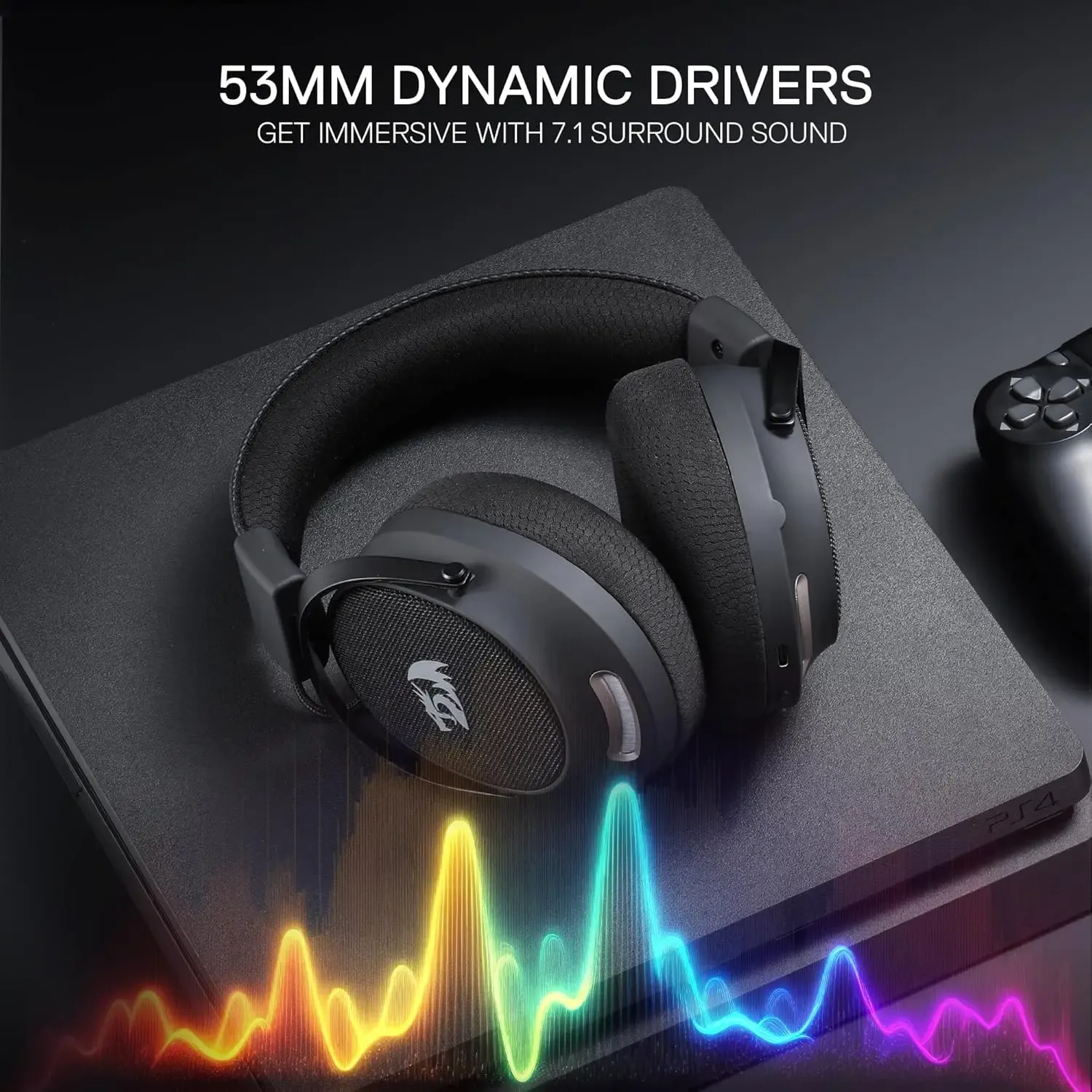 Redragon H858 tri-mode gamingheadset in grijs